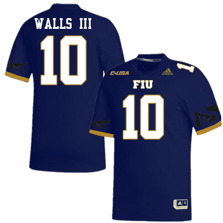 #10 Eddie Walls III FIU Jersey,Florida International University Panthers Football Jersey-Navy